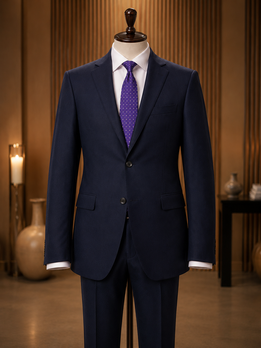 Montefino Solid Dark Navy Suit (2-Piece Set) Slim Fit