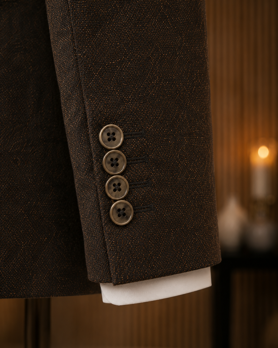 Jofelli Dark Brown Modern Fit 3 Piece Tweed Suit