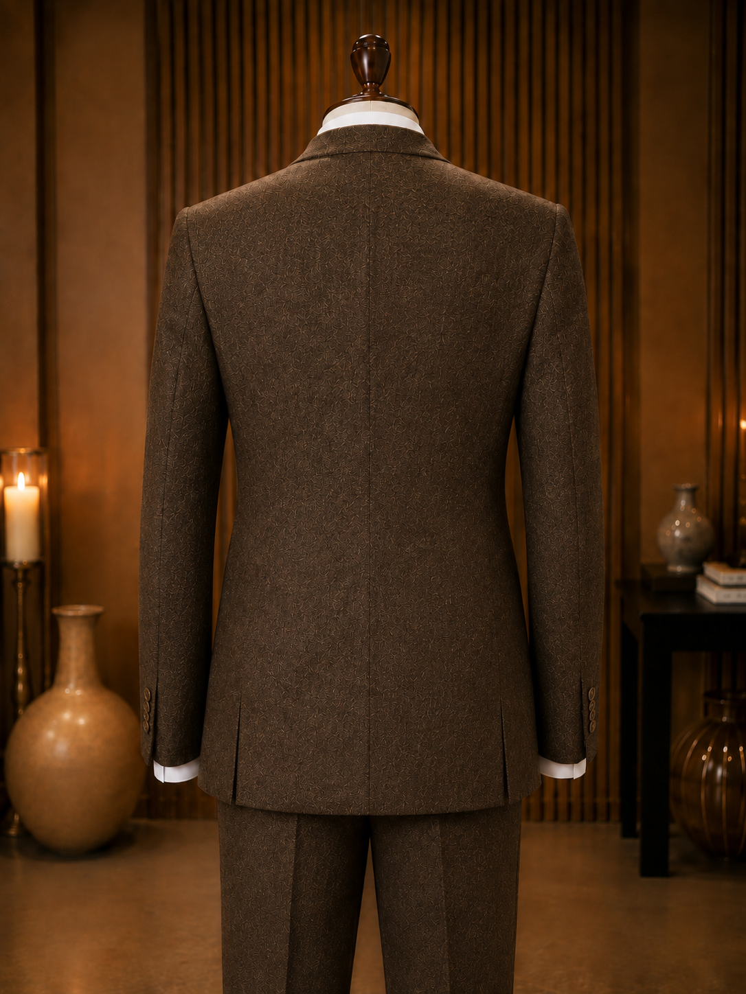 Jofelli Light Brown Modern Fit 3 Piece Tweed Suit