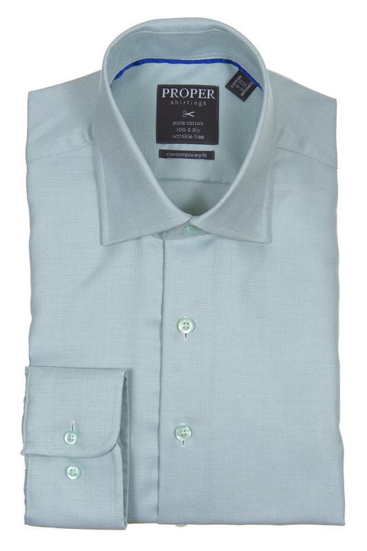 Proper Green Contemporary Fit Regular Cuff pure cotton + wrinkle free