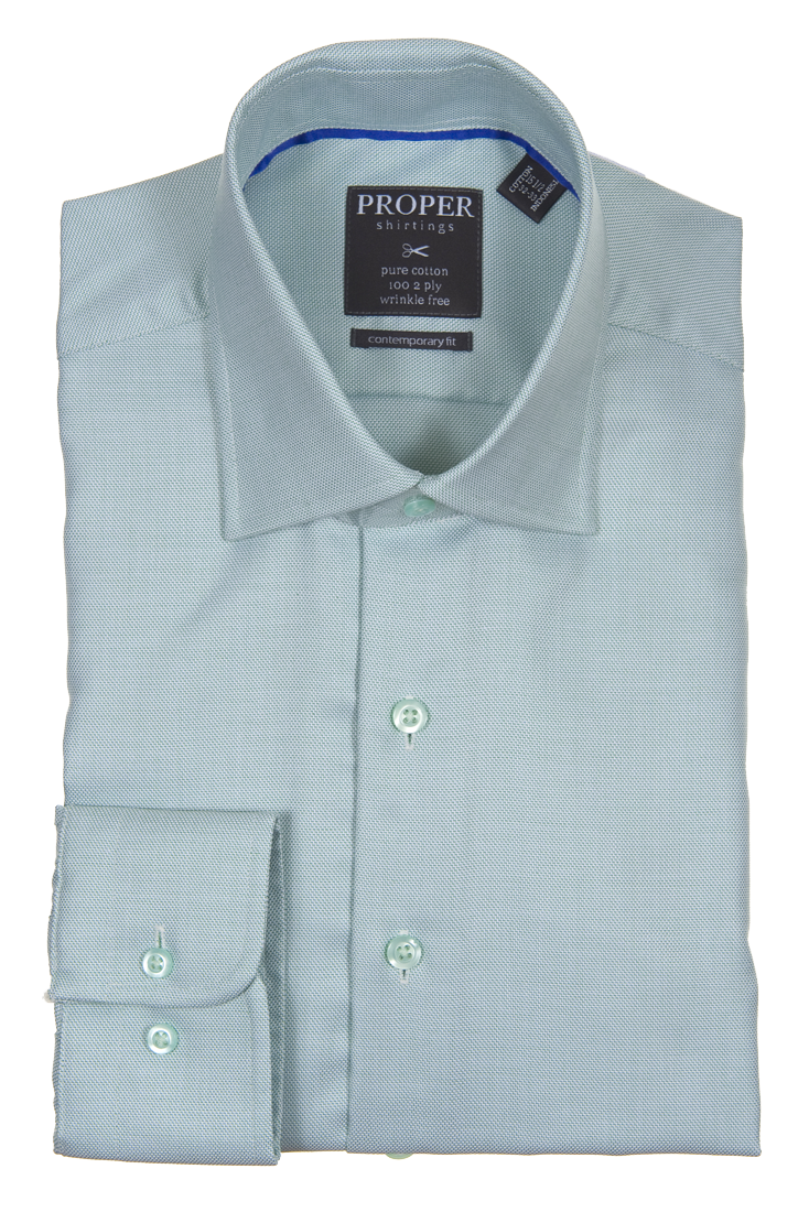 Proper Green Contemporary Fit Regular Cuff pure cotton + wrinkle free