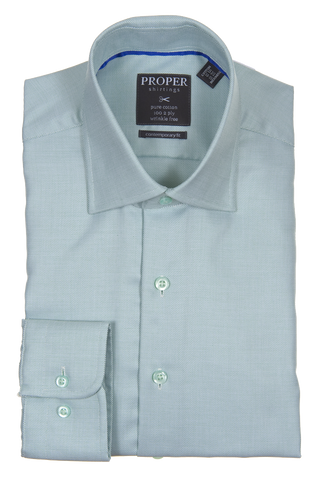 Proper Green Contemporary Fit Regular Cuff pure cotton + wrinkle free