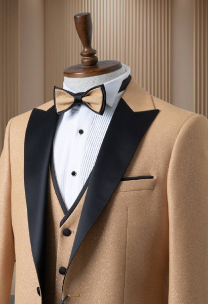 Gold Glitter Tuxedo 4 Pcs Ultra Slim
