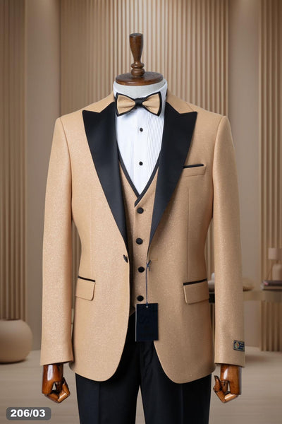 Gold Glitter Tuxedo 4 Pcs Ultra Slim