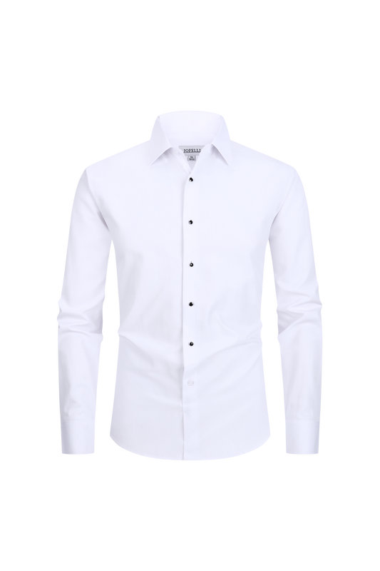 JOFELLI Men's Dress Shirt Convertible Tuxedo and Regular Stud,Cufflinks and Black Bowtie Included Non See Through