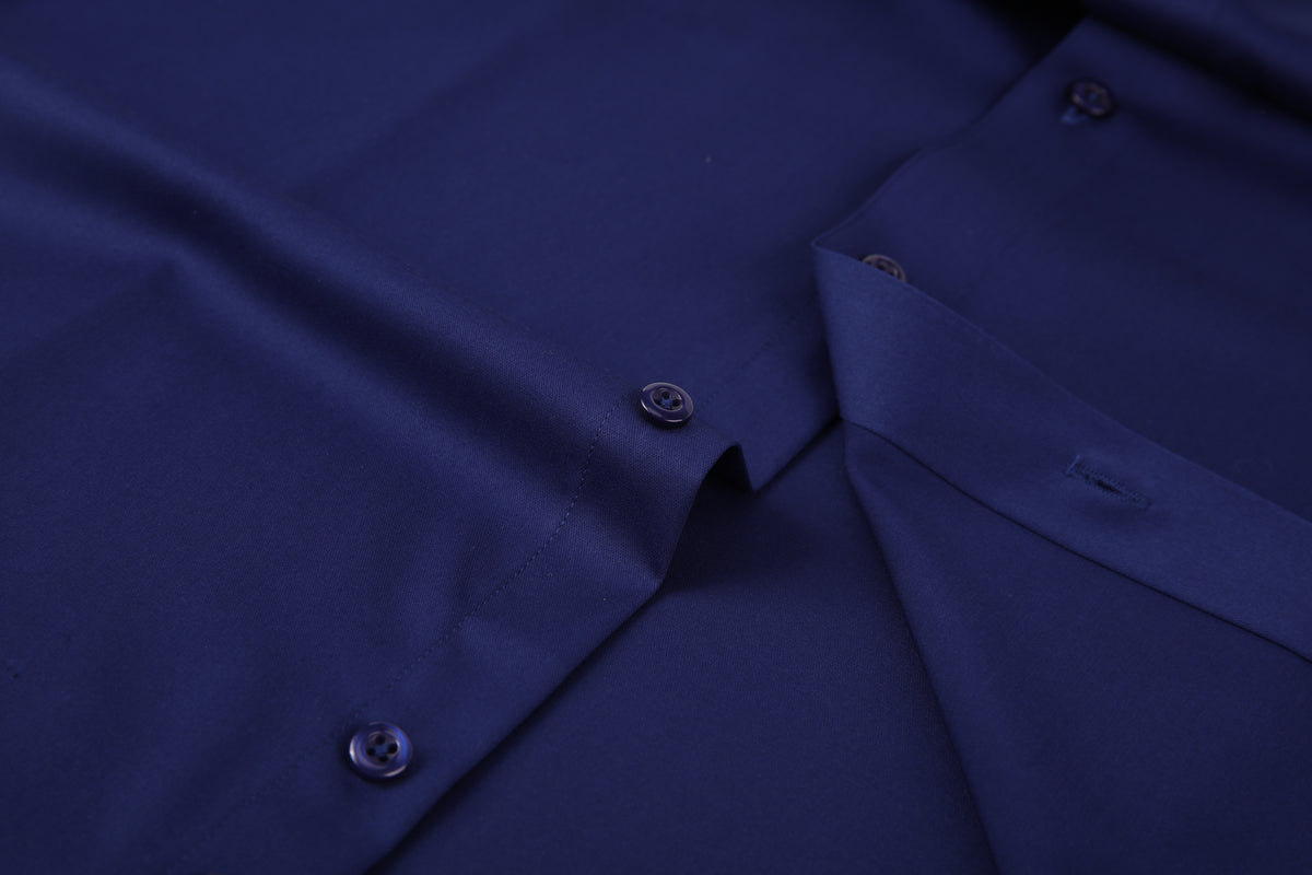 JOFELLI Bamboo Technology Navy Stretch Wrinkle-free Long Sleeve Button Down