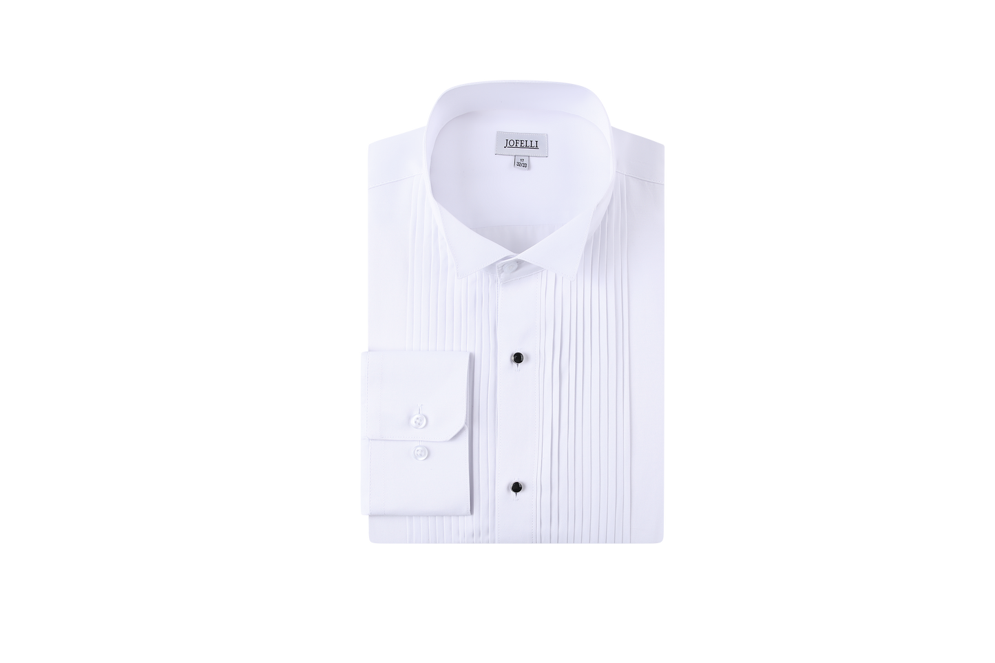 JOFELLI Men's Dress Shirt Convertible Tuxedo and Regular Stud,Cufflinks and Black Bowtie Included Non See Through