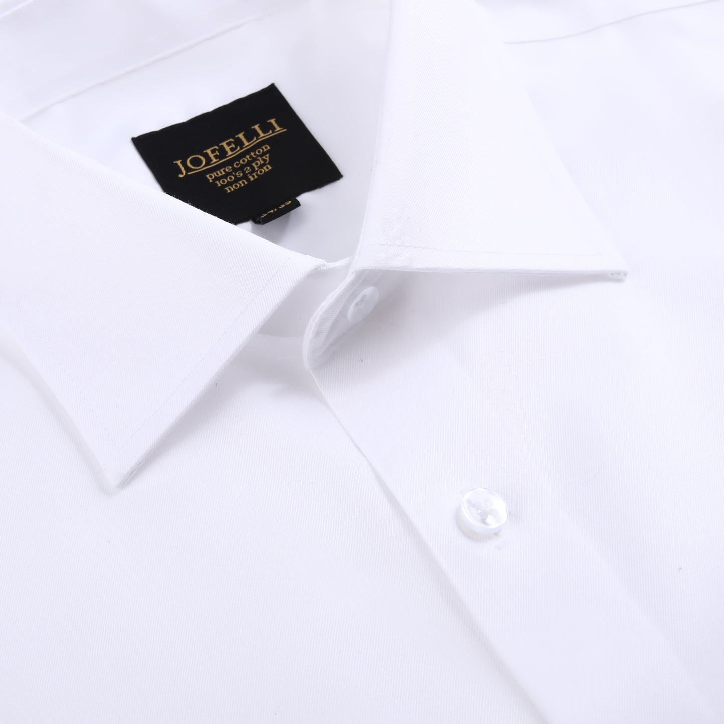 Jofelli White 100% 2-Ply Cotton Non Iron Long Sleeve Button Down