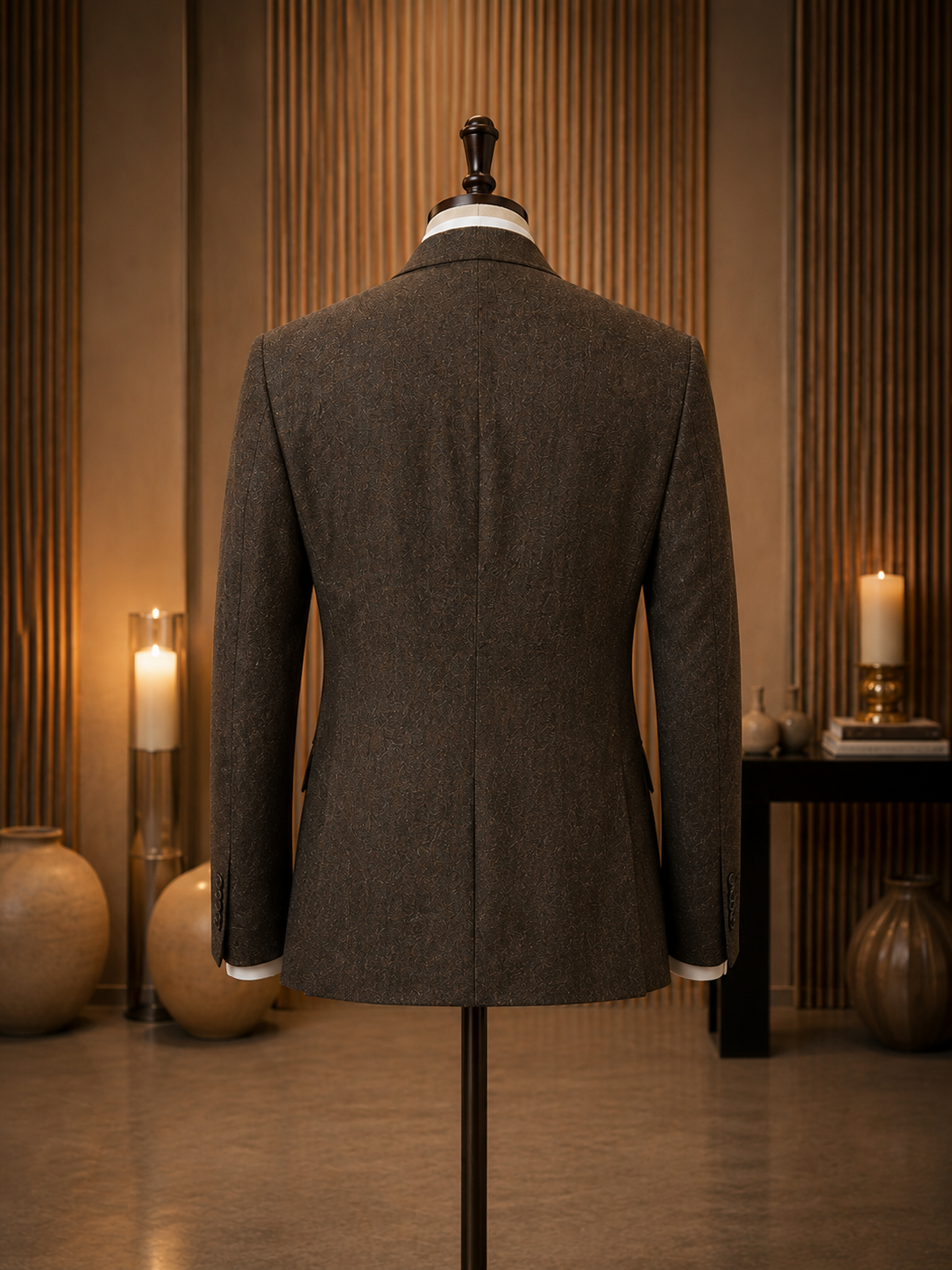 Jofelli Dark Brown Modern Fit 3 Piece Tweed Suit
