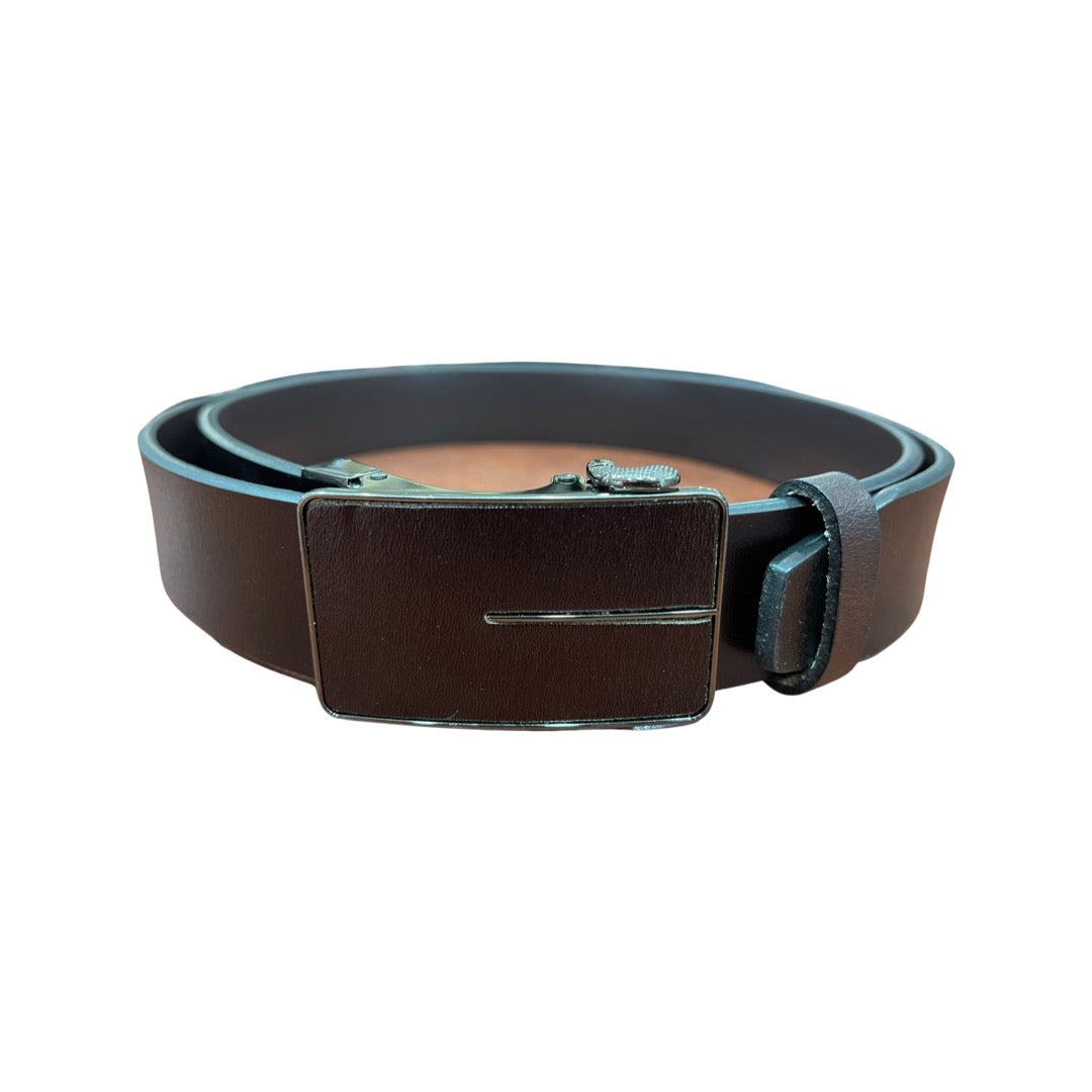 MJOFFEE Dark Brown Genuine Leather Trim-to-Fit Belt